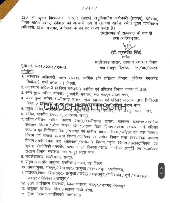 CG News: Major administrative surgery in Chhattisgarh, transfer of 23 IAS officers including 2 collectors