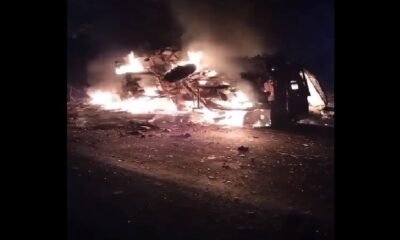 MP News: Massive fire broke out in a bus that overturned after colliding with a dumper, 5 dead