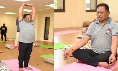 Chhattisgarh: CM Sai started the day with yoga on the second day of Chintan Shivir 2.0, practiced various asanas with cabinet members