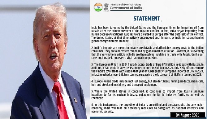 India-US: India's blunt reply on Trump's tariff threat, 'Those who criticize India are themselves doing business with Russia'
