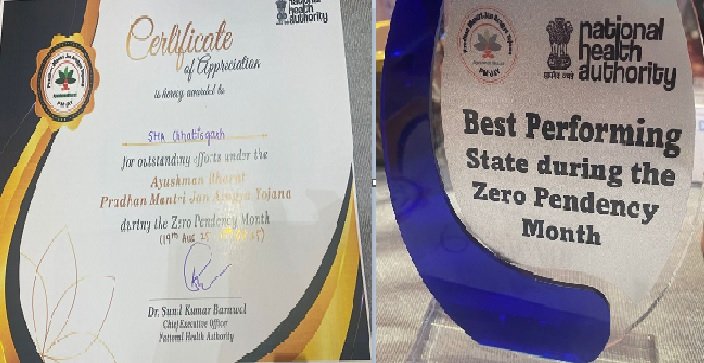 Chhattisgarh tops in the implementation of PMJAY, the state receives the award for best performance in the National Health Authority Conclave