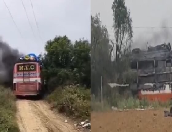 Jaipur Bus Fire: Bus catches fire after coming in contact with high tension line, 3 dead, 10 injured