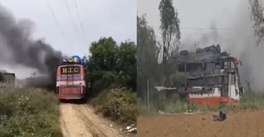 Jaipur Bus Fire: Bus catches fire after coming in contact with high tension line, 3 dead, 10 injured