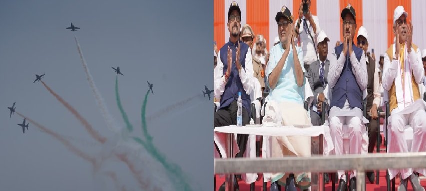Chhattisgarh: Air Force planes performed acrobatics in the skies of Naya Raipur, people were mesmerized by the thrilling air show