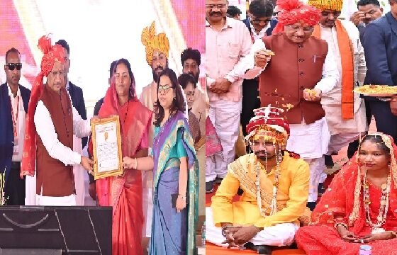 Raipur: 6,412 couples tied the knot in the presence of Chief Minister Sai, record entered in the Golden Book, malnutrition free Chhattisgarh campaign launched
