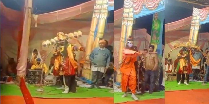 UP News: Ravana lost his sight after being hit by an arrow in Ramlila's eye. The actor playing Ravana filed an SC/ST case against Ram and the organizers