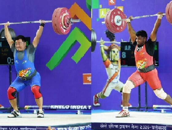 Khelo India Tribal Games 2026 weightlifting, Lalu Taku gold medal, 94kg weightlifting India, Raipur sports event, tribal athletes India