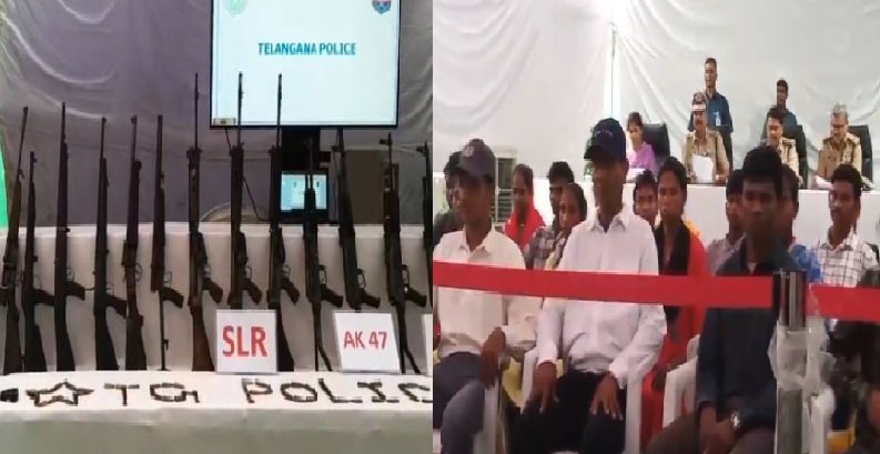 तेलंगाना माओवादी सरेंडर, Maoist surrender Telangana, PLGA news, naxal news India, B Shivdhar Reddy, Maoist weapons surrender, security forces India