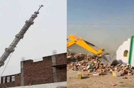 Sambhal mosque demolition, illegal encroachment UP, bulldozer action Sambhal, mosque minaret demolition, UP administration news