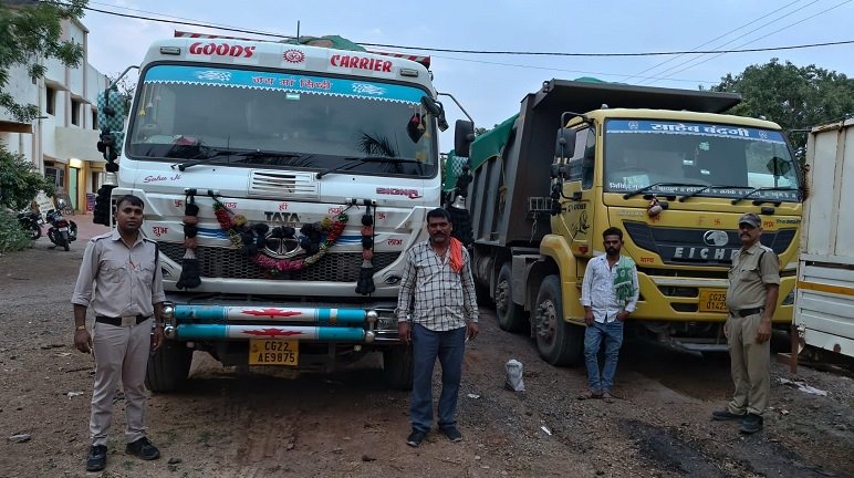 Illegal Sand Mining, Chhattisgarh Mining Department, Raipur News, Arang Sand Action, Vishnu Deo Sai, Illegal Sand Transport, Mining Raid, Sand Seizure, Chhattisgarh News, Mining Department Action