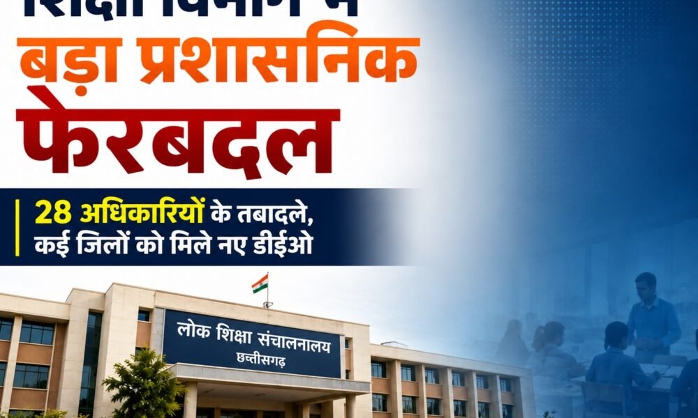 Chhattisgarh Education Department, School Education Department CG, Education Transfer List, DEO Transfer Chhattisgarh, Gajendra Yadav, Raipur DEO, Bilaspur DEO, Education News Chhattisgarh, School Education Transfer, Chhattisgarh Government