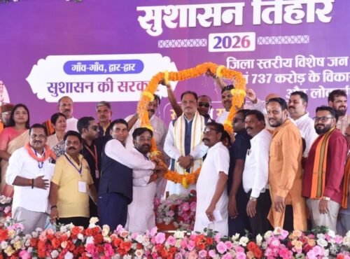 Vishnu Deo Sai Durg visit, Durg development projects, Sushasan Tihar Chhattisgarh, Durg infrastructure news, Chhattisgarh CM announcement, Durg IT Park, PM Awas Chhattisgarh, Mahatari Vandan Yojana, Durg latest news, दुर्ग विकास कार्य