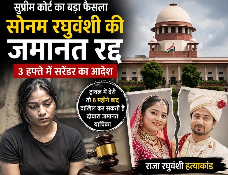 राजा रघुवंशी हत्याकांड, सोनम रघुवंशी, सुप्रीम कोर्ट, जमानत रद्द, मेघालय, इंदौर, हनीमून मर्डर केस, तुषार मेहता, गाजीपुर, Meghalaya Murder Case, Supreme Court News, Indore News