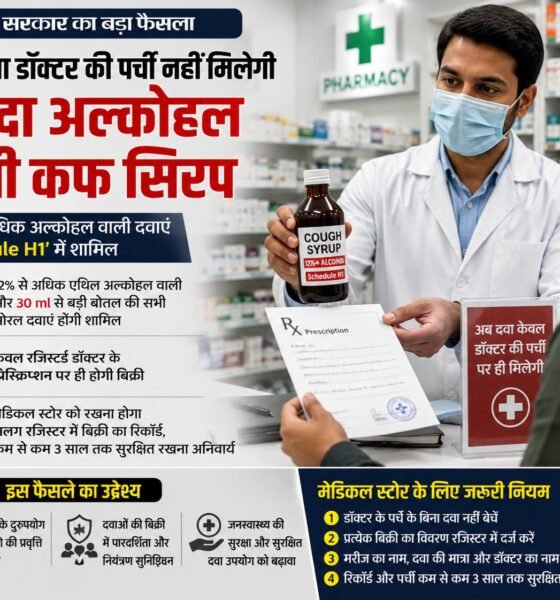 अल्कोहल वाली दवा, कफ सिरप, Schedule H1, ड्रग्स रूल्स 1945, डॉक्टर का प्रिस्क्रिप्शन, मेडिकल स्टोर, भारत सरकार, स्वास्थ्य मंत्रालय, दवा नियम, Ethyl Alcohol, Health News, India News