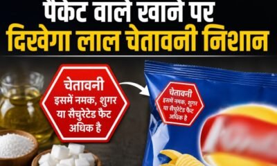 FSSAI warning label, पैकेज्ड फूड पर लाल लेबल, रेड षटकोण चेतावनी, फ्रंट ऑफ पैक लेबलिंग, FSSAI सुप्रीम कोर्ट, हाई फैट हाई शुगर हाई साल्ट, HFSS food, पैकेट वाले खाने पर चेतावनी, नमक शुगर फैट नियम