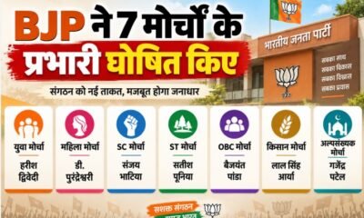 BJP Morcha Incharge 2026, BJP मोर्चा प्रभारी, भाजपा सात मोर्चा प्रभारी, लाल सिंह आर्या, गजेंद्र पटेल, हरीश द्विवेदी, बैजयंत पांडा