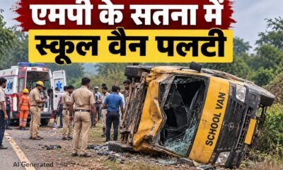 सतना स्कूल वैन हादसा, सतना स्कूल वैन पलटी, जैतवारा स्कूल वैन हादसा, दुदुआर स्कूल वैन दुर्घटना, ज्ञान स्थली स्कूल वैन, MP School Van Accident, Satna News
