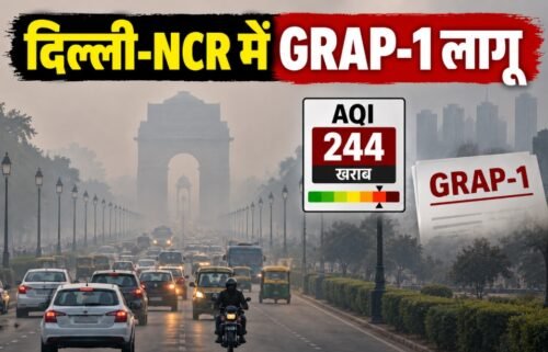 दिल्ली में GRAP-1 लागू, दिल्ली AQI 244, दिल्ली प्रदूषण, CAQM, GRAP नियम, NCR वायु गुणवत्ता