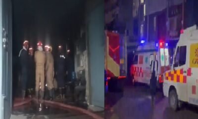 दिल्ली के मंगोलपुरी इंडस्ट्रियल एरिया में जूता फैक्ट्री में आग लगने के बाद दमकलकर्मियों का राहत और बचाव अभियान।