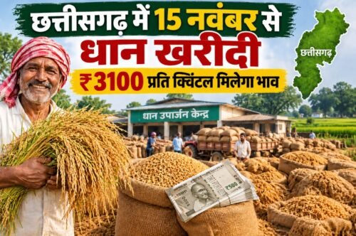 छत्तीसगढ़ धान खरीदी 2026, धान खरीदी तारीख, धान का भाव 3100 रुपये, 21 क्विंटल प्रति एकड़, एग्रीस्टैक पंजीयन, विष्णुदेव साय, धान खरीदी नियम
